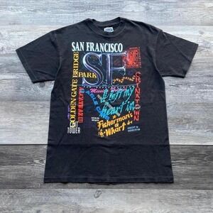 Vintage 80s 90s Black Hanes T-Shirt San Francisco Graphic Tee 80s Hanes Beefy
